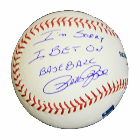 Pete Rose // Signed Rawlings MLB Baseball // "I'm Sorry I Bet On Baseball" Inscription