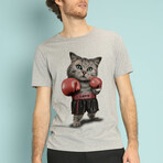 Boxing Cat T-Shirt // Gray (Small)