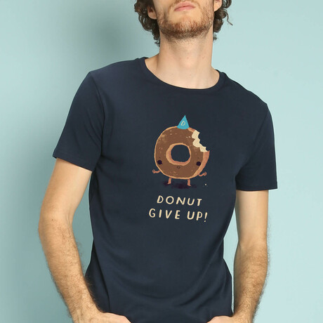 Donut Give Up T-Shirt // Navy (Small)