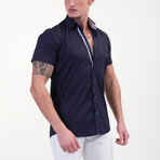 Michael Short Sleeve Button-Up Shirt // Midnight Blue (S)