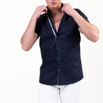 Luca Short Sleeve Button-Up Shirt // Solid Black (XL)