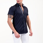 Luca Short Sleeve Button-Up Shirt // Solid Black (S)