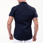 Luca Short Sleeve Button-Up Shirt // Solid Black (3XL)