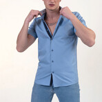 European Premium Quality Short Sleeve Shirt // Solid Blue + White (3XL)
