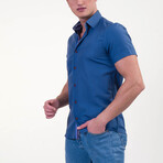 Henry Short Sleeve Button-Up Shirt // Rich Blue (4XL)