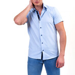 Isaac Short Sleeve Button-Up Shirt // Soft Light Blue (M)