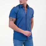 Henry Short Sleeve Button-Up Shirt // Rich Blue (L)