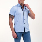Isaac Short Sleeve Button-Up Shirt // Soft Light Blue (M)