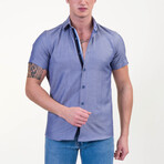 Peter Short Sleeve Button-Up Shirt // Solid Denim Blue (4XL)