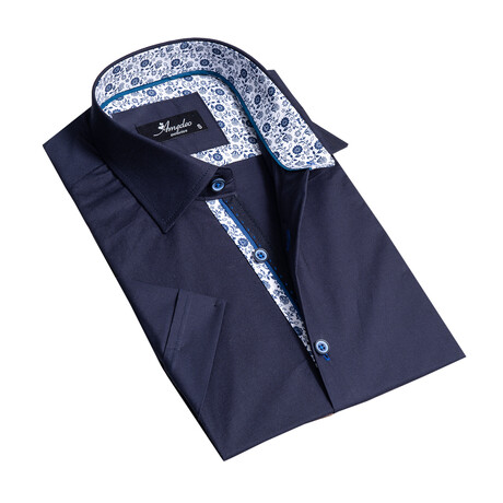 Michael Short Sleeve Button-Up Shirt // Midnight Blue (S)