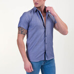 Peter Short Sleeve Button-Up Shirt // Solid Denim Blue (5XL)