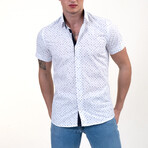 European Premium Quality Short Sleeve Shirt // White Blue Dots (L)