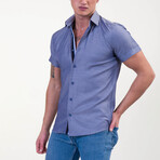 Peter Short Sleeve Button-Up Shirt // Solid Denim Blue (L)
