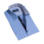 European Premium Quality Short Sleeve Shirt // Solid Blue + White (2XL)