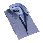 Peter Short Sleeve Button-Up Shirt // Solid Denim Blue (4XL)