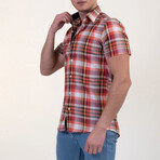 David Short Sleeve Button-Up Shirt // Red Plaid + Nova Check (3XL)