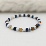 Howlite + Agate + Imperial Jasper Bead Bracelet // Brown + White + Blue + Gold (X-Small (Fits Wrist Sizes 6"-6.5"))