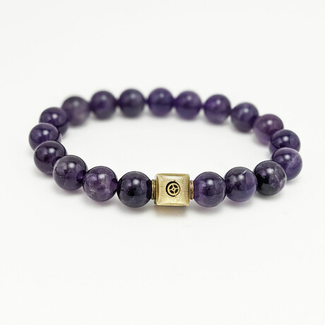 Amethyst Bead Bracelet // Purple + Gold (X-Small (Fits Wrist Sizes 6"-6.5"))