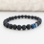 Lava + Apatite Bead Bracelet // Black + Blue (X-Small (Fits Wrist Sizes 6"-6.5"))