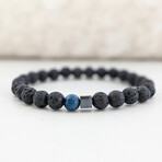 Lava + Apatite Bead Bracelet // Black + Blue (X-Small (Fits Wrist Sizes 6"-6.5"))