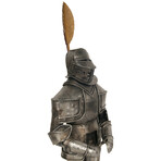 Metal Decorative Handmade Tin Medieval Armor Suit with Plumed Helm