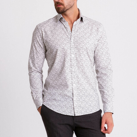 John Hidden Button Shirt // White + Khaki (S)