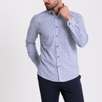 Grayson Hidden Button Shirt // White + Dark Blue (M)