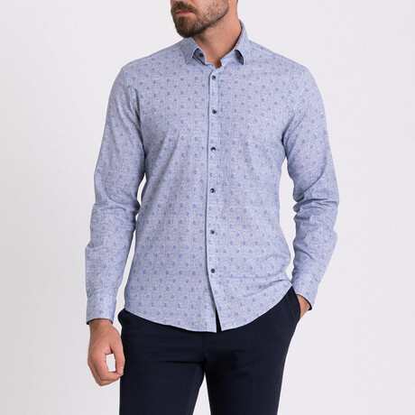 Grayson Hidden Button Shirt // White + Dark Blue (S)