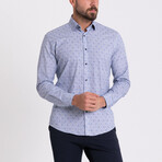 Grayson Hidden Button Shirt // White + Dark Blue (M)