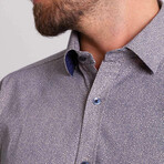 Clarence Hidden Button Shirt // Dark Blue + Beige (S)