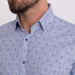 Grayson Hidden Button Shirt // White + Dark Blue (M)