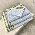 Blue Green Fume Herringbone (3 Piece Set // Bath Towel + Hand Towel + Wash Cloth)