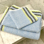 Blue Green Fume Herringbone (3 Piece Set // Bath Towel + Hand Towel + Wash Cloth)