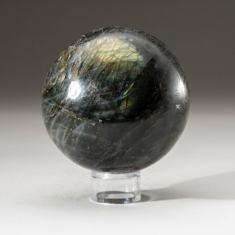 Genuine Polished Labradorite Sphere with Acrylic Display Stand