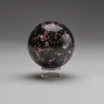 Genuine Polished Imperial Rhodonite Sphere with Acrylic Display Stand