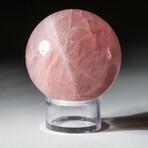 Genuine Polished Rose Quartz Sphere with Acrylic Display Stand