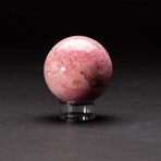 Genuine Polished Pink Rhodonite Sphere with Acrylic Display Stand