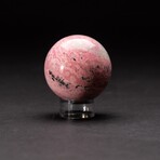 Genuine Polished Pink Rhodonite Sphere with Acrylic Display Stand