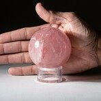 Genuine Polished Rose Quartz Sphere with Acrylic Display Stand