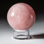 Genuine Polished Rose Quartz Sphere with Acrylic Display Stand