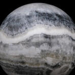 Genuine Polished Top Quality Gray Banded Onyx Sphere with Acrylic Display Stand