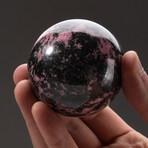 Genuine Polished Imperial Rhodonite Sphere with Acrylic Display Stand