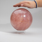 Large Genuine Polished Rose Quartz Sphere with Acrylic Display Stand // V1