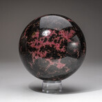 Large Imperial Rhodonite Sphere with Acrylic Display Stand