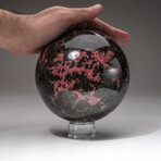 Large Imperial Rhodonite Sphere with Acrylic Display Stand