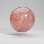 Large Genuine Polished Rose Quartz Sphere with Acrylic Display Stand // V1