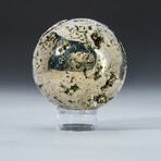 Genuine Polished Pyrite Sphere with Acrylic Display Stand