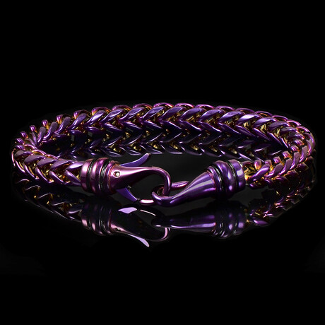 Polished Purple Plated Stainless Steel Franco Chain Bracelet // 8"