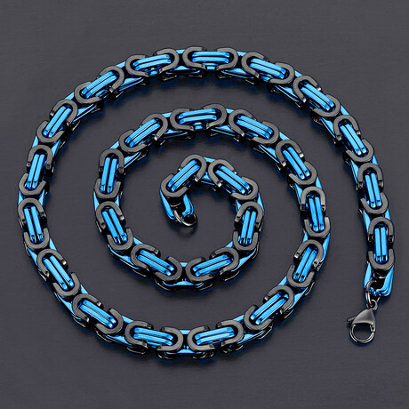 Black and Blue Plated Byzantine Chain Necklace // 24"