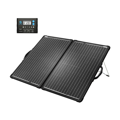 PLK 120W Portable Solar Panel Kit // Lightweight Briefcase + PX20A Waterproof LCD Charge Controller